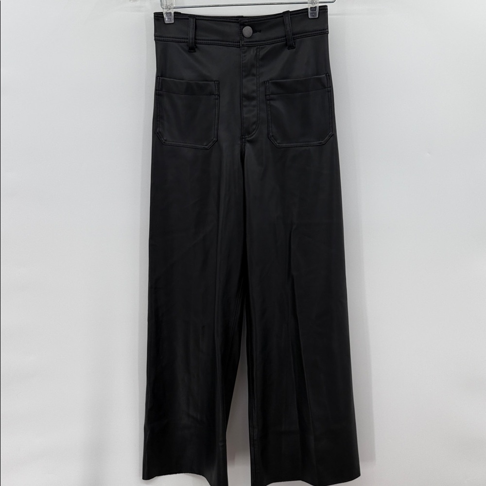 Zara The Marine Straight Leg Black Faux Leather Pants Size 2